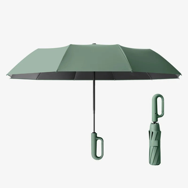 Windproof Strong Umbrella Extra Large 126Cm Reinforced Automatic Folding Umbrella with Large Buckle Handle Wind and UV Resistant