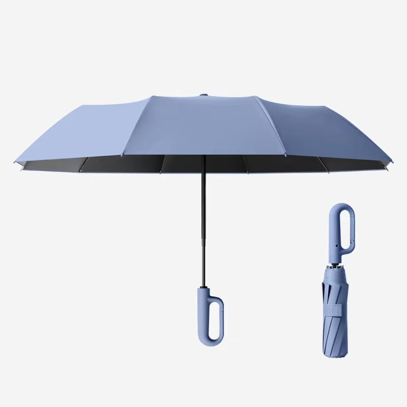 Windproof Strong Umbrella Extra Large 126Cm Reinforced Automatic Folding Umbrella with Large Buckle Handle Wind and UV Resistant